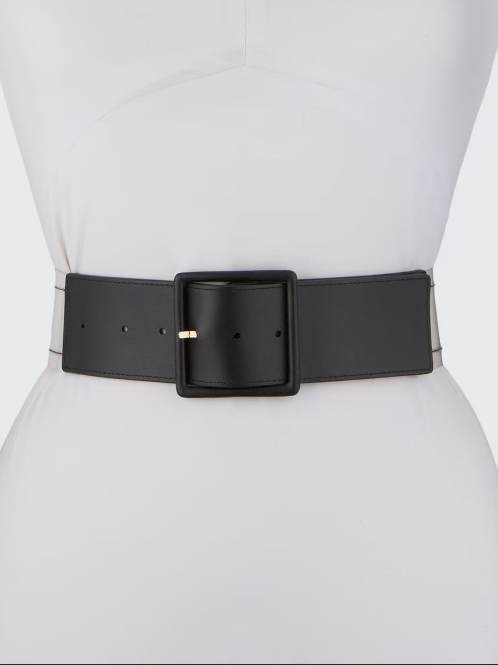 Veronica Beard Black Wide Leather Waist Belt with Square Buckle
